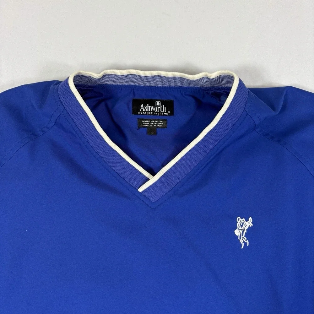 Ashworth‎ Weather Systems Men's Large Vintage Blue Pullover Golf Windbreaker Y2K